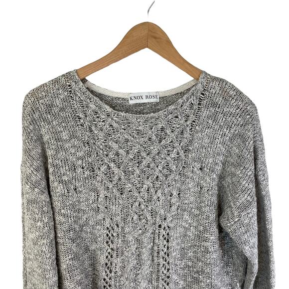 Knox Rose Women's Cable Knit Side Tie Straps Detail Sweater Gray - Picture 3 of 7